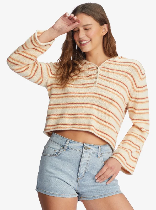 Side Swipe Poncho Hoodie - Tapioca Retro Rays Stripe Hoodie with Gradient Ombre Colorful Side Swipe Poncho Hoodie - Tapioca Retro Rays Stripe Hoodie with Gradient Ombre Colorful