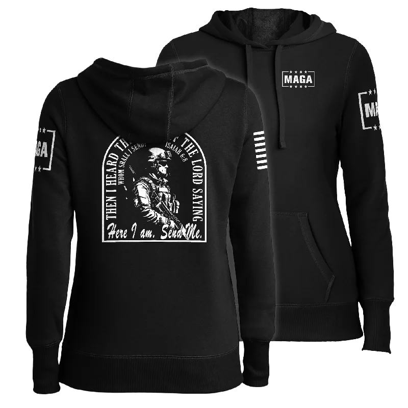 Send Me Ladies Hoodie Hoodie with Snap Buttons Easy Quick