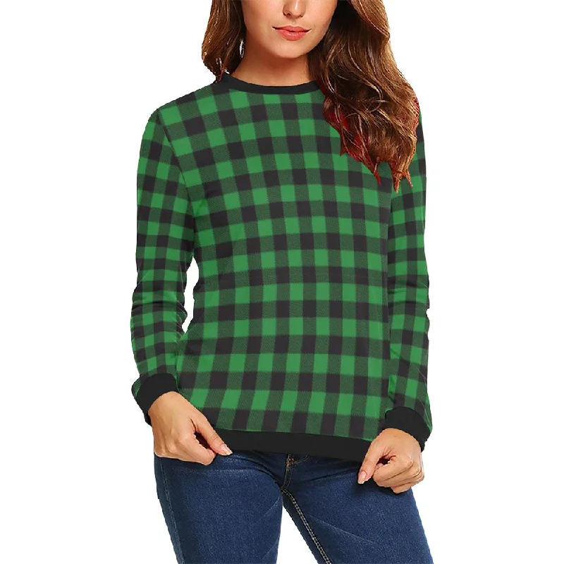 Tartan Scottish Green Plaids Women Crewneck Sweatshirt Hoodie with Raw Hem Edgy Unfinished Tartan Scottish Green Plaids Women Crewneck Sweatshirt Hoodie with Raw Hem Edgy Unfinished