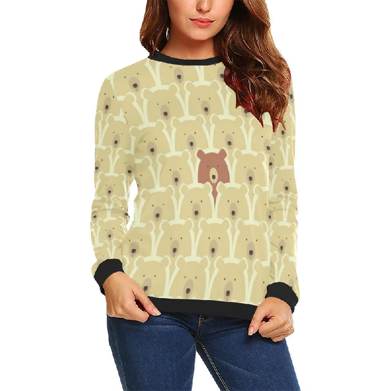 Teddy Bear Pattern Print Women Crewneck Sweatshirt Hoodie with Typography Text Message Teddy Bear Pattern Print Women Crewneck Sweatshirt Hoodie with Typography Text Message