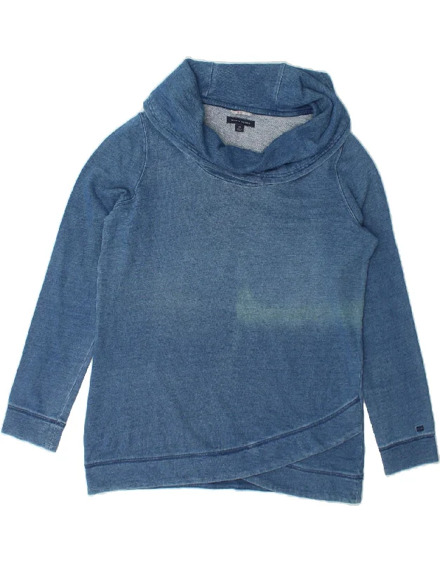 TOMMY HILFIGER Womens Sweatshirt Jumper UK 14 Medium Blue Cotton Hoodie with Stripes Bold Sporty TOMMY HILFIGER Womens Sweatshirt Jumper UK 14 Medium Blue Cotton Hoodie with Stripes Bold Sporty
