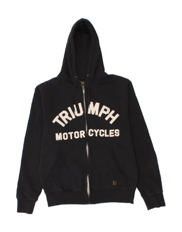 TRIUMPH Womens Graphic Zip Hoodie Sweater UK 18 XL Black Cotton Hoodie with Bell Sleeves Flared Feminine TRIUMPH Womens Graphic Zip Hoodie Sweater UK 18 XL Black Cotton Hoodie with Bell Sleeves Flared Feminine