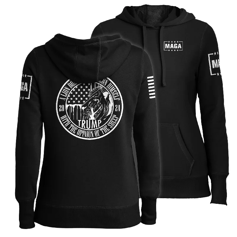 Trump 24 A Lion Does Not Concern Himself Ladies Hoodie Zip Hoodie Drawstring Kangaroo Pocket Trump 24 A Lion Does Not Concern Himself Ladies Hoodie Zip Hoodie Drawstring Kangaroo Pocket