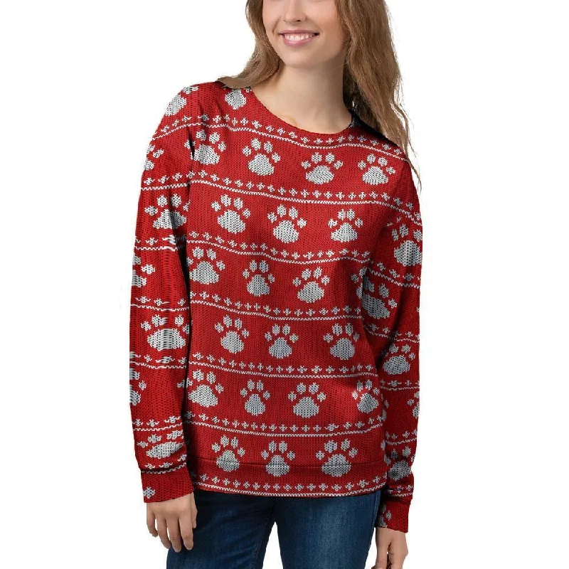 Ugly Christmas Paw Women's Sweatshirt Hoodie with Crew Neck Simple Timeless