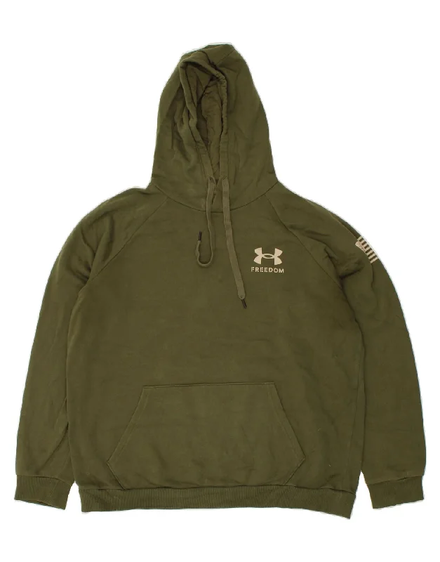 UNDER ARMOUR Mens Graphic Hoodie Jumper XL Khaki Cotton Hoodie with Side Slits Relaxed Casual UNDER ARMOUR Mens Graphic Hoodie Jumper XL Khaki Cotton Hoodie with Side Slits Relaxed Casual