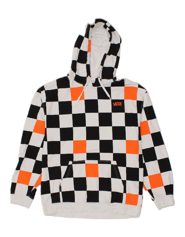 VANS Mens Graphic Hoodie Jumper Large White Geometric Cotton Hoodie with Double Zipper Versatile Adjustable VANS Mens Graphic Hoodie Jumper Large White Geometric Cotton Hoodie with Double Zipper Versatile Adjustable