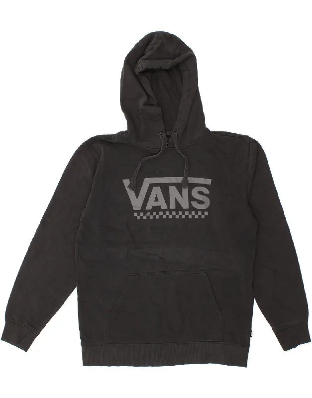 VANS Mens Graphic Hoodie Jumper Medium Black Cotton Hoodie with Stripes Bold Sporty
