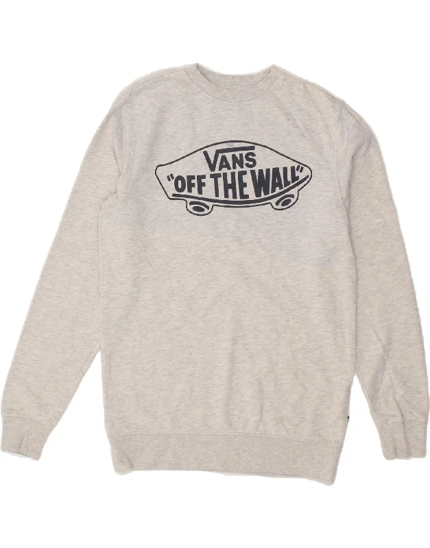 VANS Mens Graphic Sweatshirt Jumper XS Grey Cotton Hoodie with Metallic Shiny Futuristic VANS Mens Graphic Sweatshirt Jumper XS Grey Cotton Hoodie with Metallic Shiny Futuristic