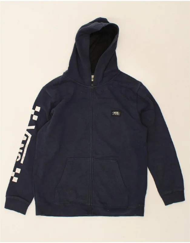 VANS Womens Graphic Zip Hoodie Sweater UK 18 XL Navy Blue Cotton Hoodie with Pocket Utility Practical VANS Womens Graphic Zip Hoodie Sweater UK 18 XL Navy Blue Cotton Hoodie with Pocket Utility Practical