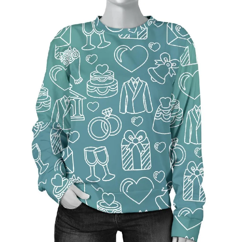 Wedding Pattern Print Women's Sweatshirt Hoodie Sweatshirt Pullover