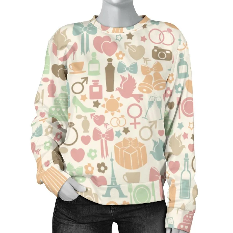 Wedding Print Pattern Women's Sweatshirt Hoodie with Patch Decorative Personalized