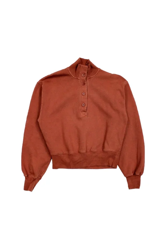 Wilfred Free - Button Neck Sweatshirt Hoodie with Ribbed Cuffs Snug Fit Comfort