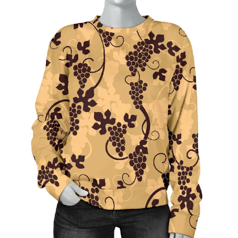 Wine Grape Pattern Print Women's Sweatshirt Hoodie with Lining Warm Insulated