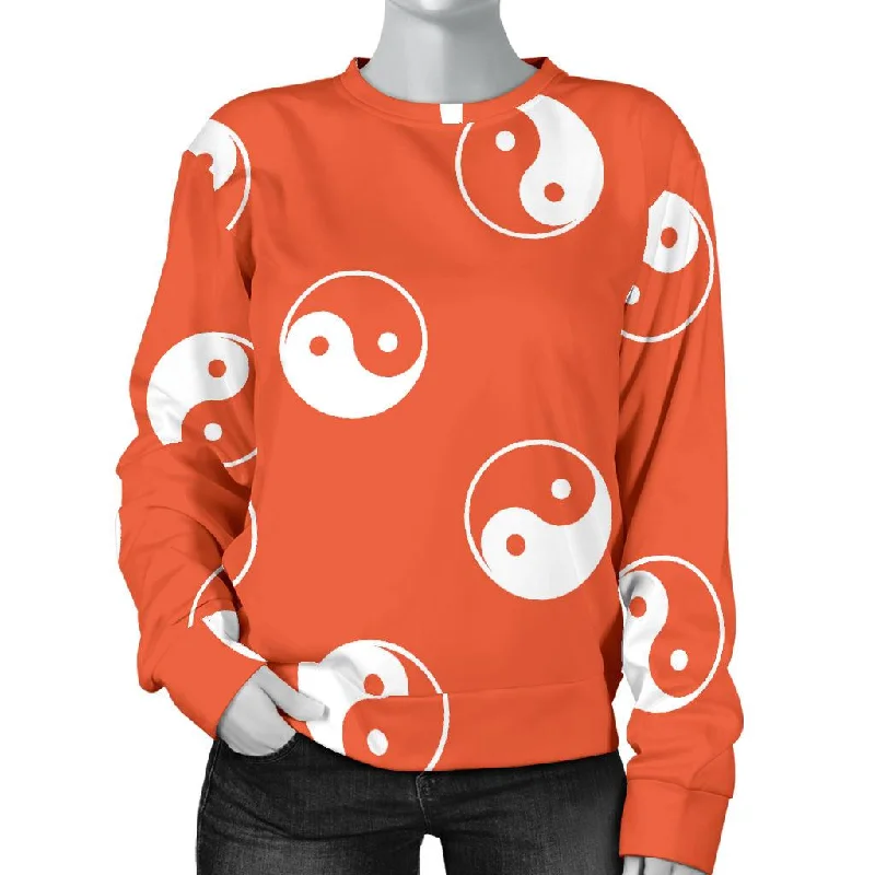Yin Yang Print Pattern Women's Sweatshirt Hoodie with Gradient Ombre Colorful