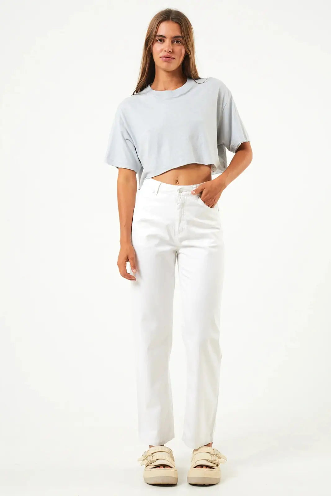Afends shelby - hemp twill wide leg pants - white Relaxed Lounge Trousers