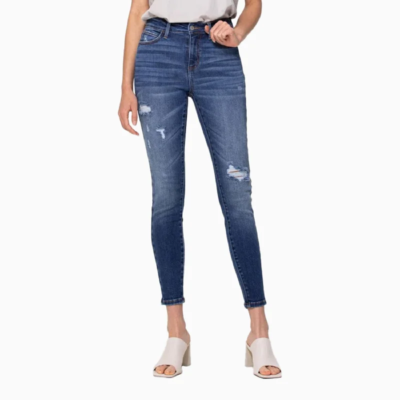 Women's Stockton High Rise Dark Blue Ankle Skinny Pant Elegant Trouser Pants