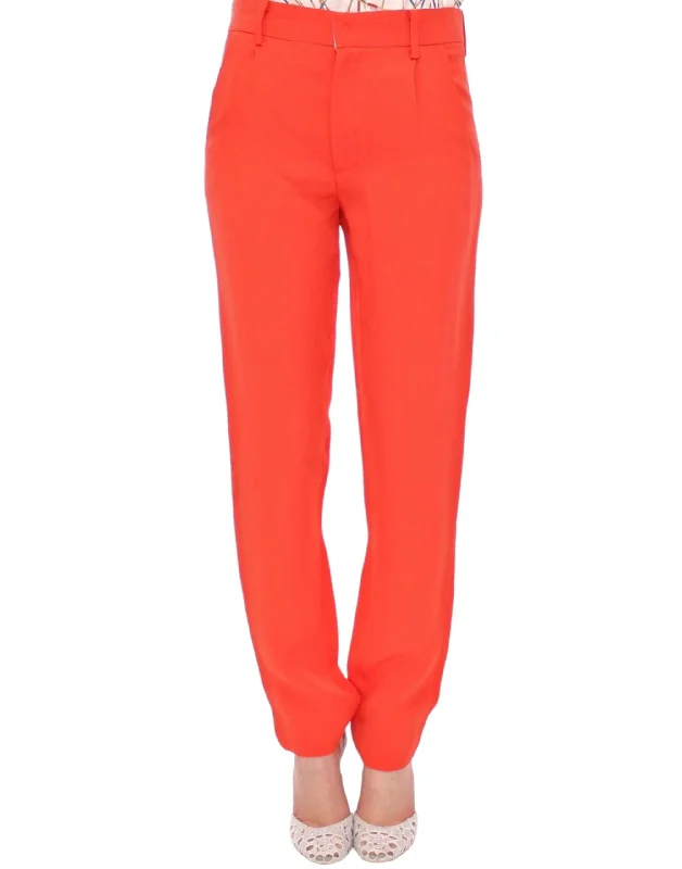 Chic Orange Boyfriend Pants - Italian Crafted Casual Sweatpants Style