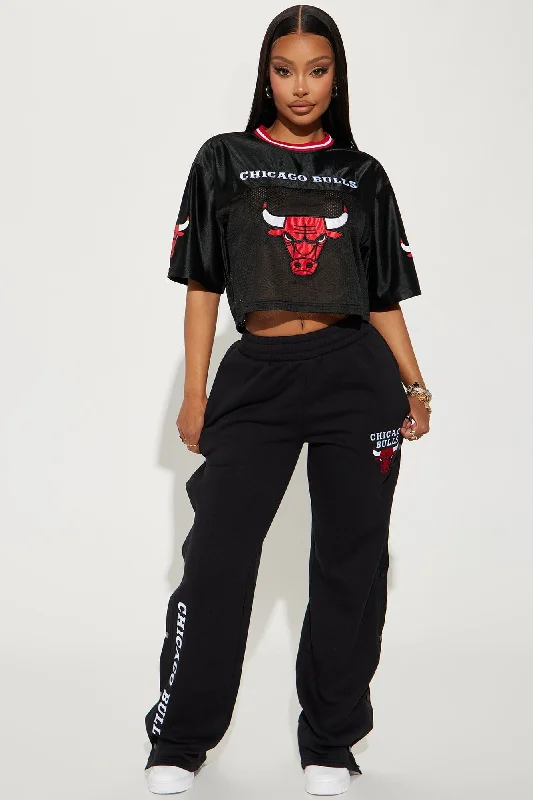 Chicago Bulls Snap Button Pants - Black Casual Lounge Pants