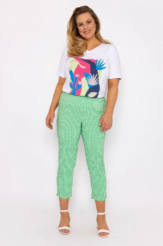 Cropped Green Bengaline Pants Fashionable Jogger Pants