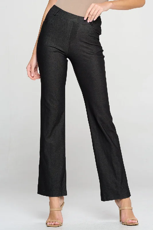 Denim Flare Cotton Blend Pants Classic Stretch Pants