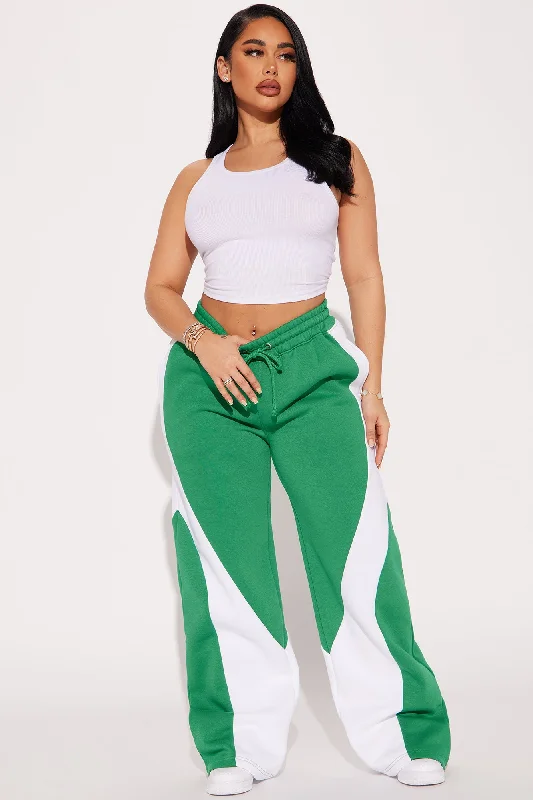 Fast Track Fleece Wide Leg Pant - Kelly Green Trendy Palazzo Pants