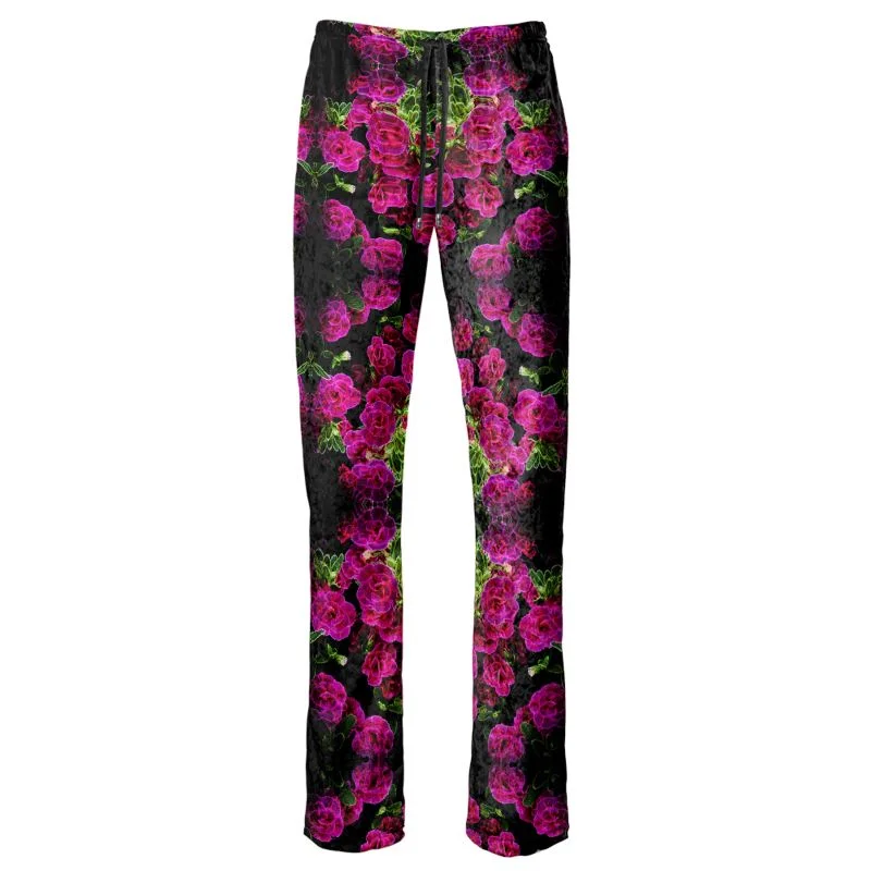 Floral Embosses: Roses 02-01 Designer Claudia Wide Leg Pants Fashionable Sporty Pants