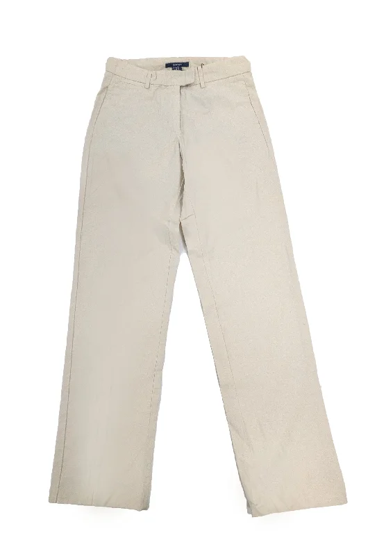 GANT Women's Putty Garment Dyed Poplin Pants 414664 Classic Straight Pants