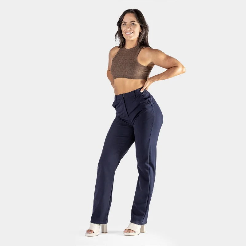 Impact Straight Leg Pants - Navy Chic Checkered Pants