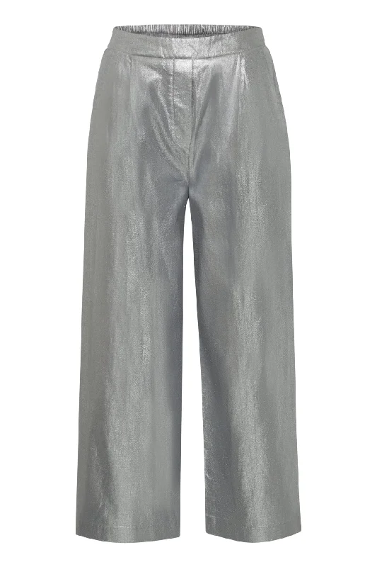 Jovie Pants Silver Trendy Wide-Legged Trousers
