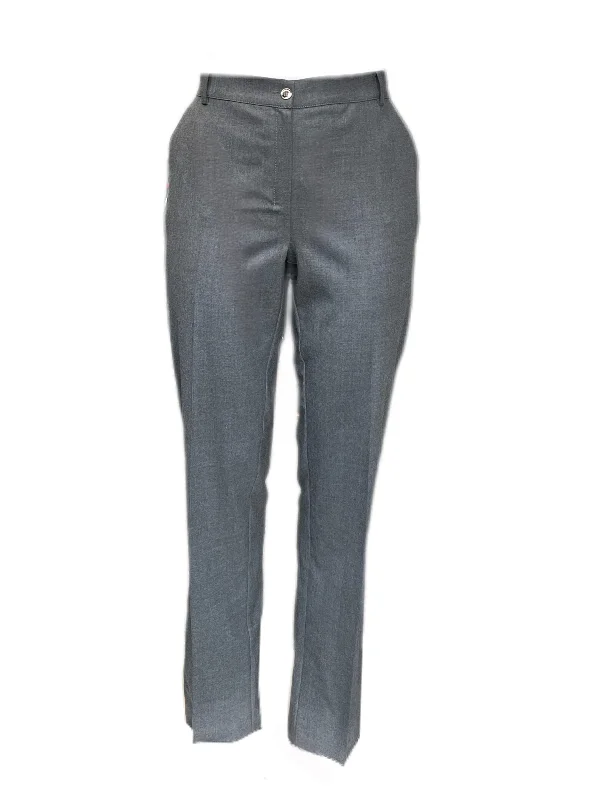MARINA RINALDI Women's Grey Renato Small Check Unhemmed Pants $310 NWT Comfortable Denim Leggings