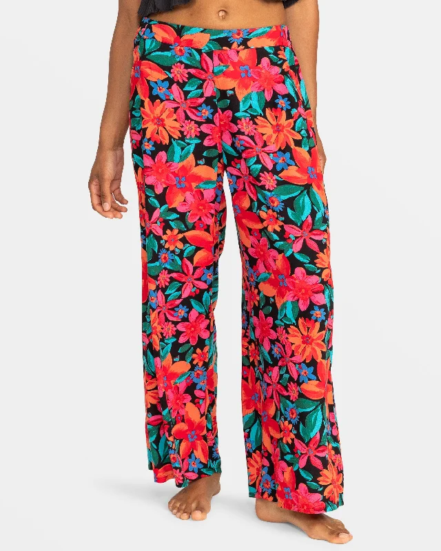 Midnight Avenue Wide Leg Printed Pants - Anthracite Floral Fiesta Stretch Fit Pants