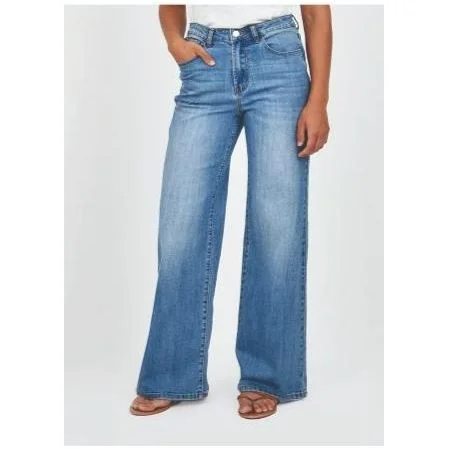 Molly Bracken Jamie Wide Leg Denim Blue Pant Cozy Maternity Pants