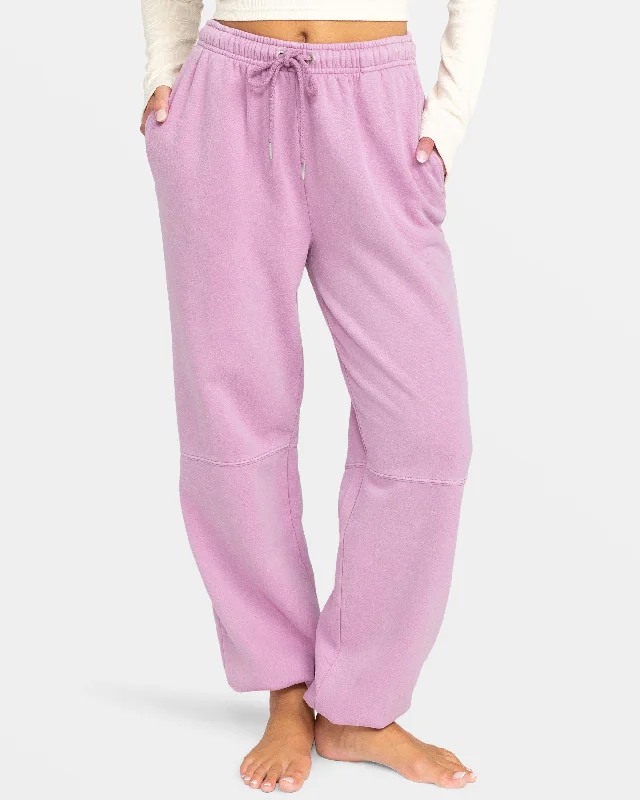Oasis Haze Elastic Waist Pants - Mauve Orchid Classic Cropped Pants