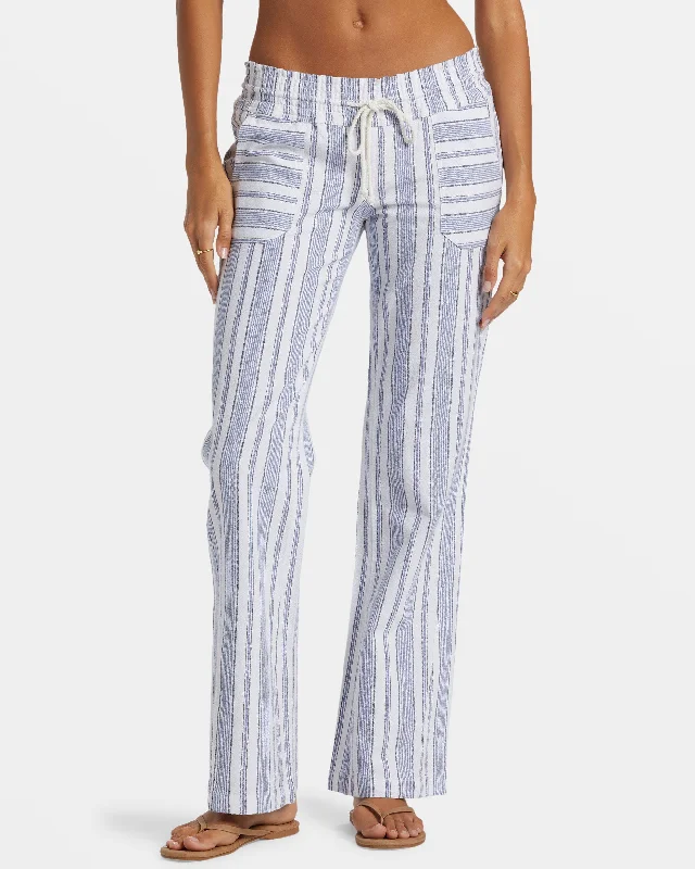 Oceanside Flared Pants - Mood Indigo Beachside Stripe Wide-Legged Palazzos