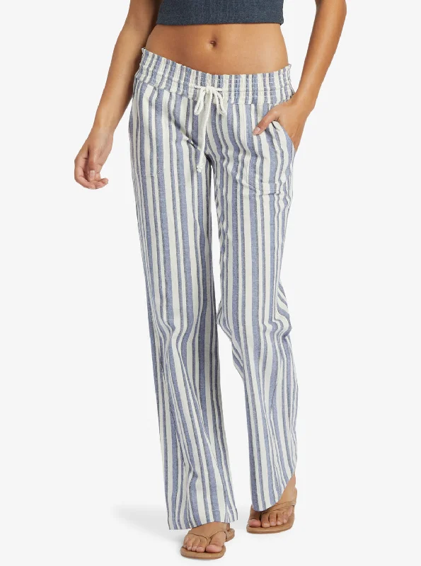 Oceanside Flared Pants - Bijou Silk Caye Stripe Modern Skinny Pants