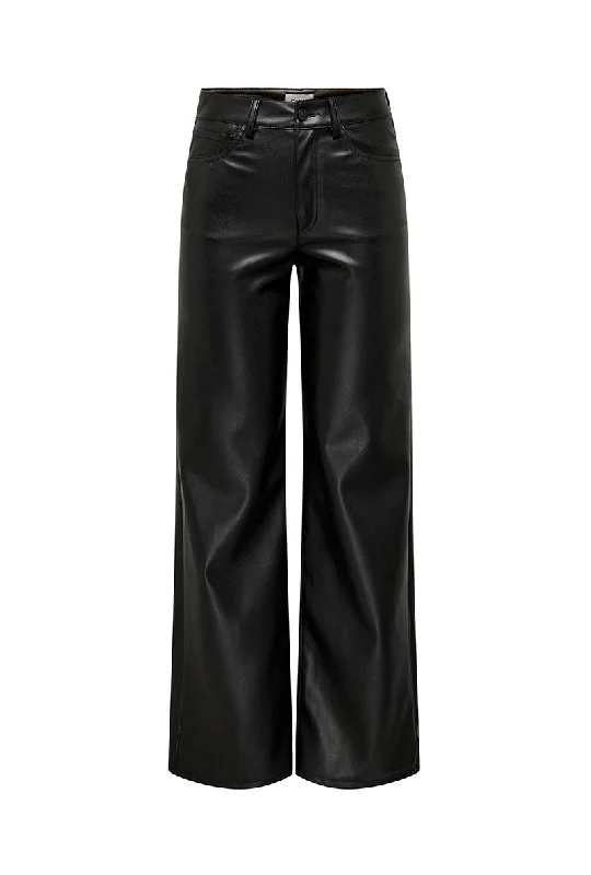 ONLY MADISON HW WIDE FAUX LEATHER PANTS Comfortable Denim Pants