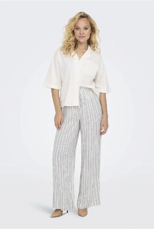 ONLY TOKYO STRIPE LINEN PANTS Chic Faux Leather Pants