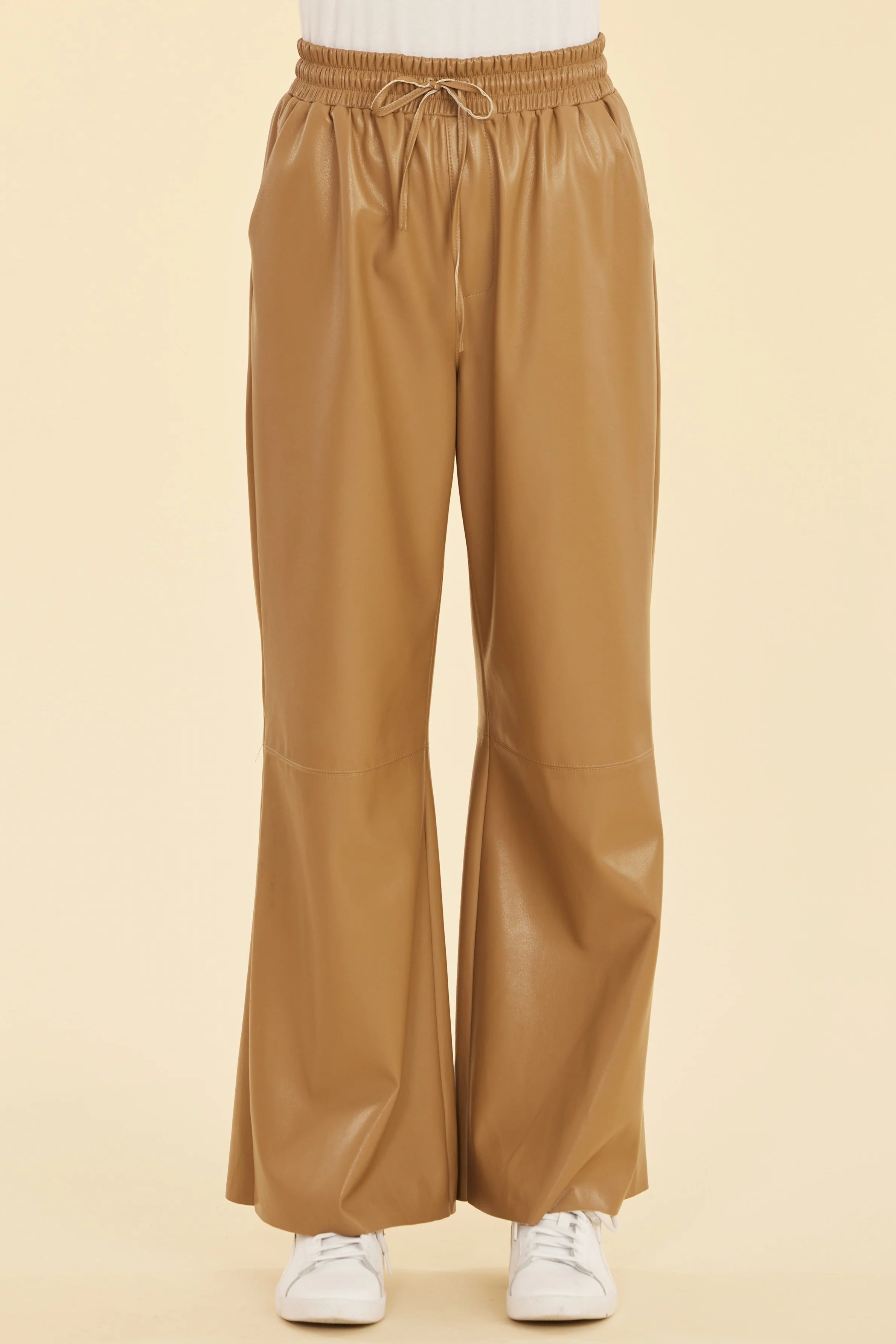 Dolce Cabo Faux Leather Drawstring Pant Comfortable Wide-Leg Pants