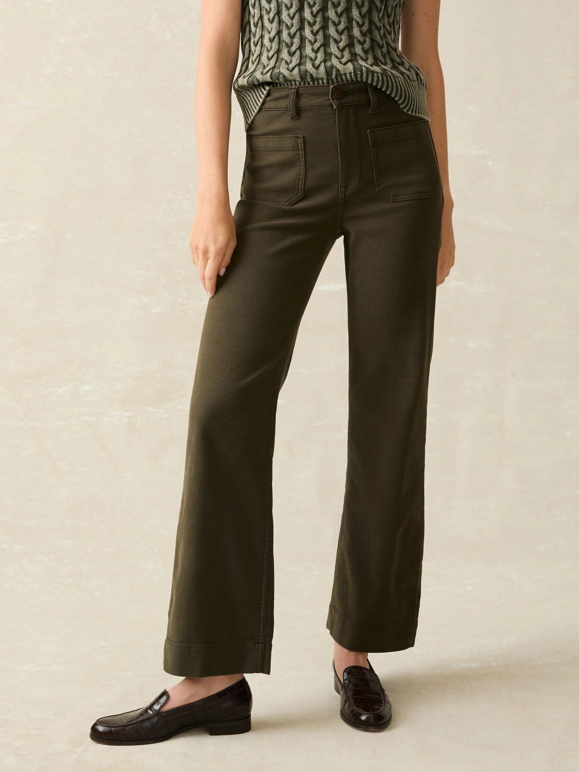FAHERTY Stretch Terry Patch Pocket Pant Relaxed Fit Trousers