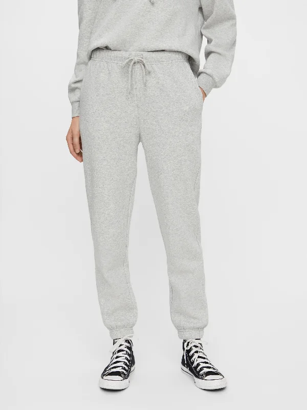 Pieces CHILLI Sweat Pants -LIGHT GREY MELANGE Elegant Palazzo Trousers