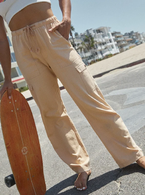 Precious Cargo Twill High Waisted Pants - Hazelnut Chic Checkered Pants