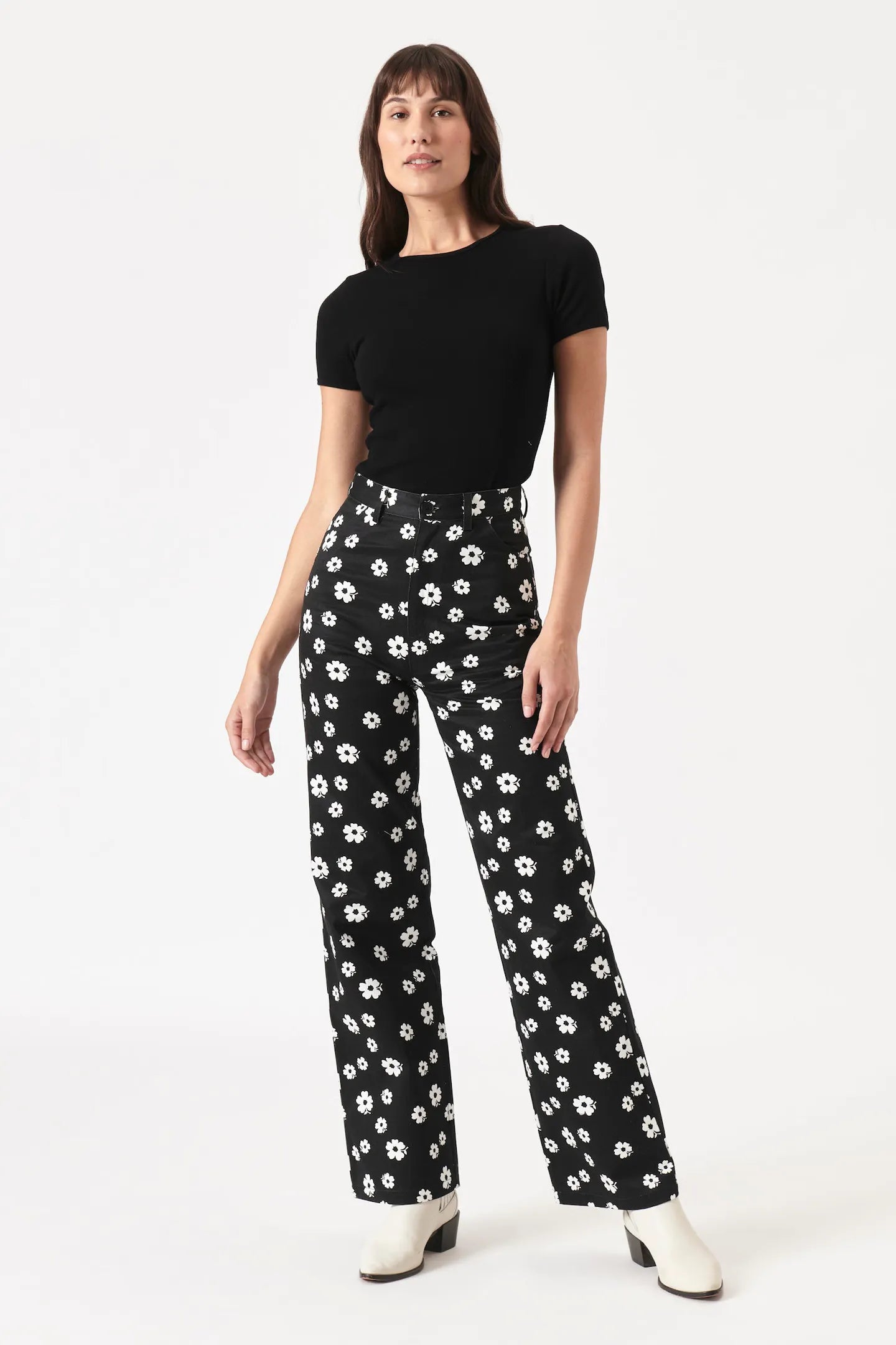 ROLLAS FOLK FLORAL HEIDI PANT - BLACK Casual Yoga Pants