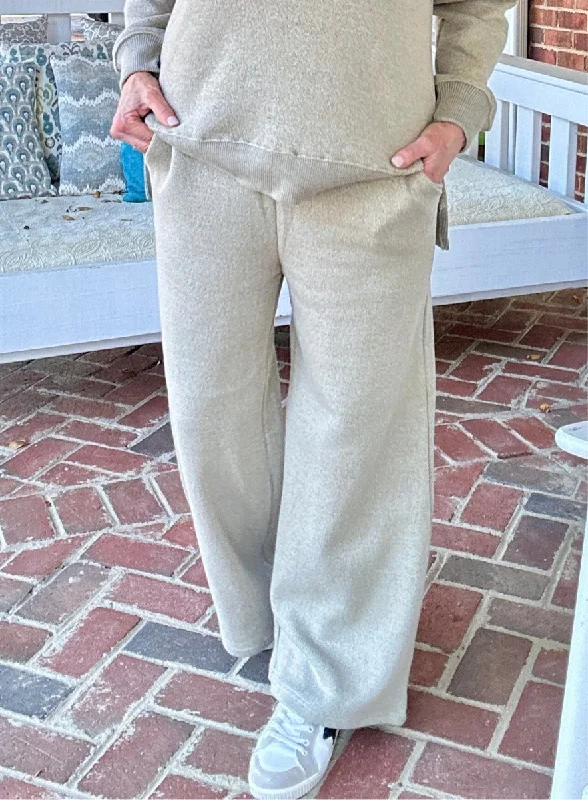 Royce -  Henderson Wide Leg Amore Pant - Sand Chic Wool Trousers