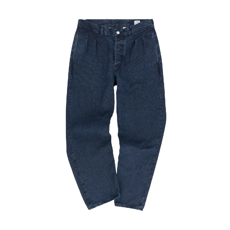 SASHIKO PLEAT PANTS ECO WASH Elegant Wool Trousers