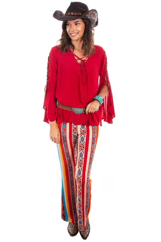 Scully Womens Serape Viscose Bell Bottom Pants Elegant Silk Pants