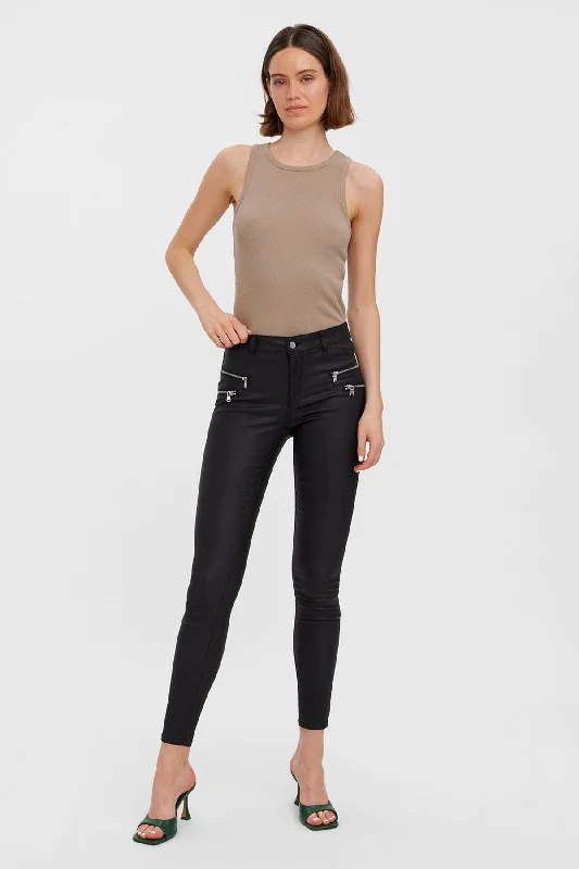 Slim Zip Pants in Black 32" Relaxed Lounge Trousers