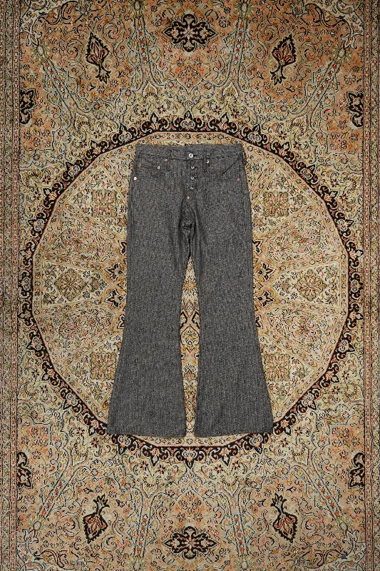SUGARHILL HERRINGBONE BELL BOTTOM DENIM PANTS (GRAY HERRINGBONE) Modern Skinny Pants
