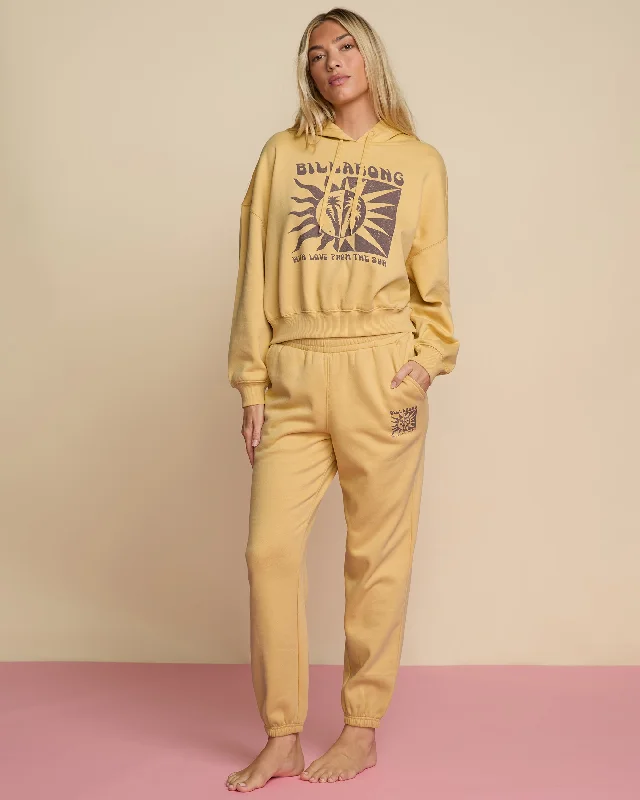 With Love From The Sun Fleece Pant - Pale Yellow Elegant Silk Pants