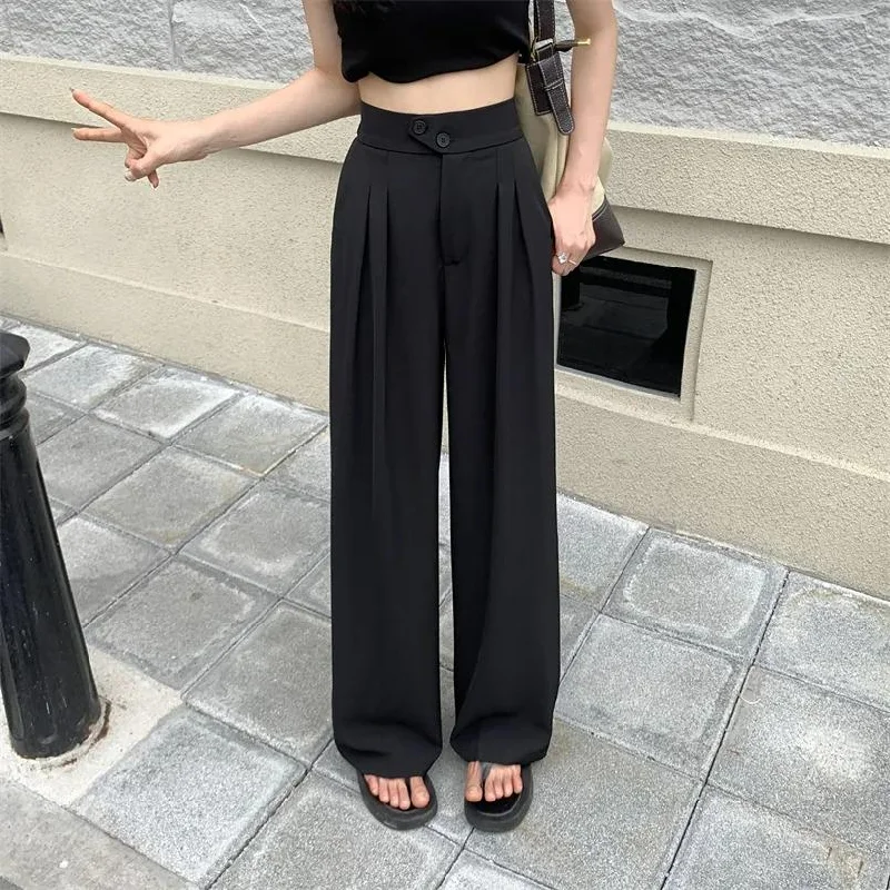 High Waist Loose Straight Wide Leg Pants Elegant High-Waist Pants