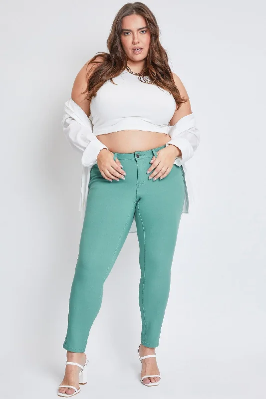 Women´s Plus Hyperstretch Skinny Pants, Sea Green Casual Sweatpants Style